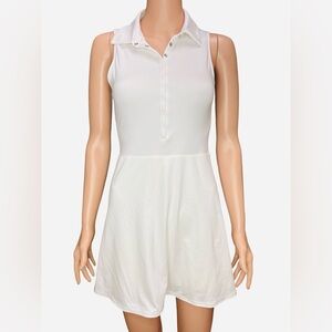 All in Motion White Sleeveless Partial Button Up Mini Dress Skorts Tennis Med